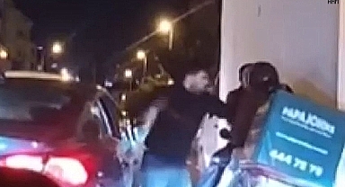 Magandalar tartıştıkları kuryeyi böyle dövdü